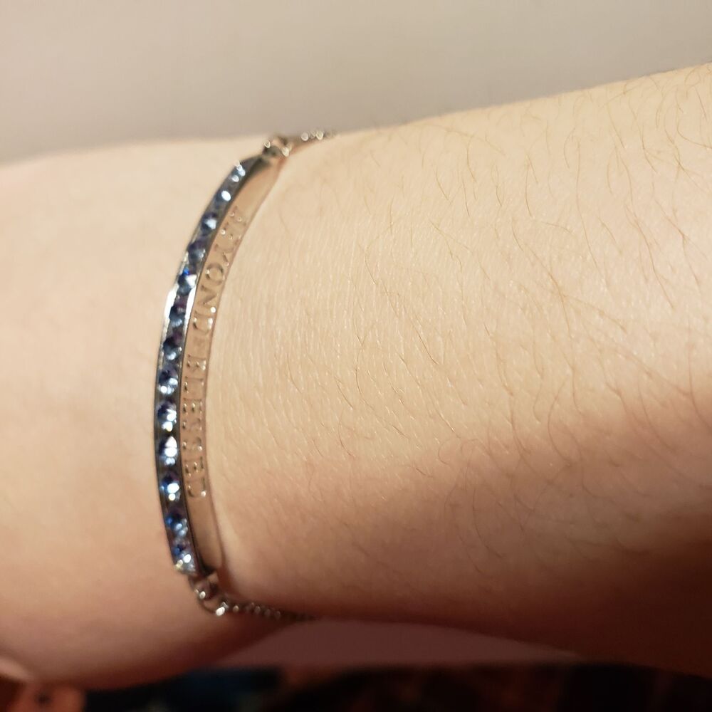 Blue blue crystal adjustable slide bracelet